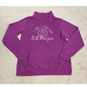 MV Sport Lake Michigan S.S. Badger Pullover Collared Graphic Sweatshirt Size L